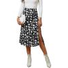 imageLYANER Womens Casual Boho Printed High Waist Side Split Hem Zipper Midi SkirtLeopard Black