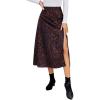 imageLYANER Womens Casual Boho Printed High Waist Side Split Hem Zipper Midi SkirtLeopard Brown