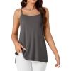imageLYANER Womens Loose Square Neck Spaghetti Straps Slit Side Camisole Tank Cami Top Gray Large
