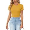 imageLYANER Womens Ribbed Knit Round Neck Short Sleeve Slim Fit Basic TShirt Tee TopGinger