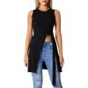imageLYANER Womens Round Neck Side Split Asymmetrical Hem Sleeveless Longline Tank Top BlouseBlack