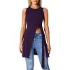 imageLYANER Womens Round Neck Side Split Asymmetrical Hem Sleeveless Longline Tank Top BlouseDark Purple