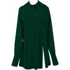imageLYANER Womens Collar V Neck Blouse Long Sleeve Button Down Split Hem Long Shirt TopDark Green