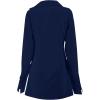 imageLYANER Womens Collar V Neck Blouse Long Sleeve Button Down Split Hem Long Shirt TopNavy Blue