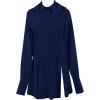 imageLYANER Womens Collar V Neck Blouse Long Sleeve Button Down Split Hem Long Shirt TopNavy Blue