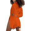 imageLYANER Womens Collar V Neck Blouse Long Sleeve Button Down Split Hem Long Shirt TopOrange