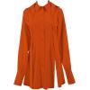 imageLYANER Womens Collar V Neck Blouse Long Sleeve Button Down Split Hem Long Shirt TopOrange