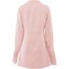 imageLYANER Womens Collar V Neck Blouse Long Sleeve Button Down Split Hem Long Shirt TopPink