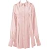 imageLYANER Womens Collar V Neck Blouse Long Sleeve Button Down Split Hem Long Shirt TopPink