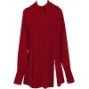 imageLYANER Womens Collar V Neck Blouse Long Sleeve Button Down Split Hem Long Shirt TopRed