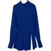 imageLYANER Womens Collar V Neck Blouse Long Sleeve Button Down Split Hem Long Shirt TopRoyal Blue