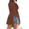 imageLYANER Womens Collar V Neck Button Front Long Sleeve Slit Hem Long Shirt Blouse TopBrown