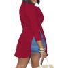 imageLYANER Womens Collar V Neck Button Front Long Sleeve Slit Hem Long Shirt Blouse TopBurgundy