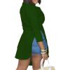 imageLYANER Womens Collar V Neck Button Front Long Sleeve Slit Hem Long Shirt Blouse TopDark Green