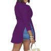 imageLYANER Womens Collar V Neck Button Front Long Sleeve Slit Hem Long Shirt Blouse TopDark Purple