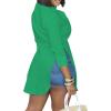 imageLYANER Womens Collar V Neck Button Front Long Sleeve Slit Hem Long Shirt Blouse TopGreen