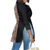 imageLYANER Womens Collar V Neck Button Front Long Sleeve Slit Hem Long Shirt Blouse TopLeopardblack