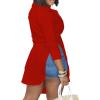 imageLYANER Womens Collar V Neck Button Front Long Sleeve Slit Hem Long Shirt Blouse TopRed