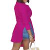 imageLYANER Womens Collar V Neck Button Front Long Sleeve Slit Hem Long Shirt Blouse TopRose