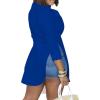 imageLYANER Womens Collar V Neck Button Front Long Sleeve Slit Hem Long Shirt Blouse TopRoyal Blue