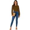 imageLYANER Womens Crew Neck Bodysuit Lace Hollow Out Long Sleeve Slim Fit Stretchy Leotards TopsBrown
