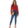 imageLYANER Womens Crew Neck Bodysuit Lace Hollow Out Long Sleeve Slim Fit Stretchy Leotards TopsRed