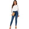 imageLYANER Womens Crew Neck Bodysuit Lace Hollow Out Long Sleeve Slim Fit Stretchy Leotards TopsWhite