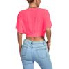 imageLYANER Womens Deep V Neck Tie Front Knot Wrap Ruffle Short Sleeeve Crop Top BlouseHot Pink
