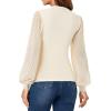 imageLYANER Womens Mesh Long Sleeve Shirts Mock Neck Fall Winter Casual Blouse TopsBeige