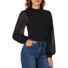 imageLYANER Womens Mesh Long Sleeve Shirts Mock Neck Fall Winter Casual Blouse TopsBlack