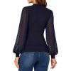 imageLYANER Womens Mesh Long Sleeve Shirts Mock Neck Fall Winter Casual Blouse TopsNavy Blue