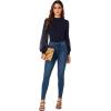 imageLYANER Womens Mesh Long Sleeve Shirts Mock Neck Fall Winter Casual Blouse TopsNavy Blue