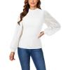 imageLYANER Womens Mesh Long Sleeve Shirts Mock Neck Fall Winter Casual Blouse TopsWhite