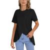 imageLYANER Womens Round Neck High Low Wrap Front Split Hem Short Sleeve TShirt Blouse TopBlack
