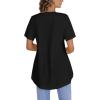 imageLYANER Womens Round Neck High Low Wrap Front Split Hem Short Sleeve TShirt Blouse TopBlack