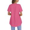 imageLYANER Womens Round Neck High Low Wrap Front Split Hem Short Sleeve TShirt Blouse TopBright Pink