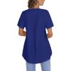 imageLYANER Womens Round Neck High Low Wrap Front Split Hem Short Sleeve TShirt Blouse TopRoyal Blue