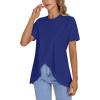 imageLYANER Womens Round Neck High Low Wrap Front Split Hem Short Sleeve TShirt Blouse TopRoyal Blue