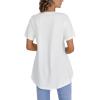 imageLYANER Womens Round Neck High Low Wrap Front Split Hem Short Sleeve TShirt Blouse TopWhite