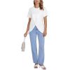 imageLYANER Womens Round Neck High Low Wrap Front Split Hem Short Sleeve TShirt Blouse TopWhite
