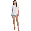 imageLYANER Womens Casual Mock Neck Basic Pleated Wrap Short Sleeve Curved Keyhole Back Blouse Shirt TopWhite