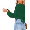 imageLYANER Womens Deep V Neck Tie Front Knot Long Sleeve Sexy Wrap Crop Top Blouse Dark Green XSmall