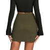 imageLYANER Womens Faux Suede Solid High Waist TwistFront Zipper Mini ALine Short SkirtArmy Green