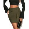 imageLYANER Womens Faux Suede Solid High Waist TwistFront Zipper Mini ALine Short SkirtArmy Green