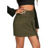 imageLYANER Womens Faux Suede Solid High Waist TwistFront Zipper Mini ALine Short SkirtArmy Green