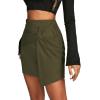 imageLYANER Womens Faux Suede Solid High Waist TwistFront Zipper Mini ALine Short SkirtArmy Green