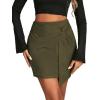 imageLYANER Womens Faux Suede Solid High Waist TwistFront Zipper Mini ALine Short SkirtArmy Green