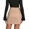 imageLYANER Womens Faux Suede Solid High Waist TwistFront Zipper Mini ALine Short SkirtBeige