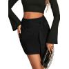imageLYANER Womens Faux Suede Solid High Waist TwistFront Zipper Mini ALine Short SkirtBlack