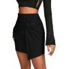 imageLYANER Womens Faux Suede Solid High Waist TwistFront Zipper Mini ALine Short SkirtBlack